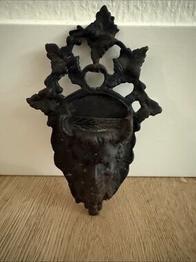 Antique Victorian Cast Iron Devil Head Match Safe 6” tall - very rare
